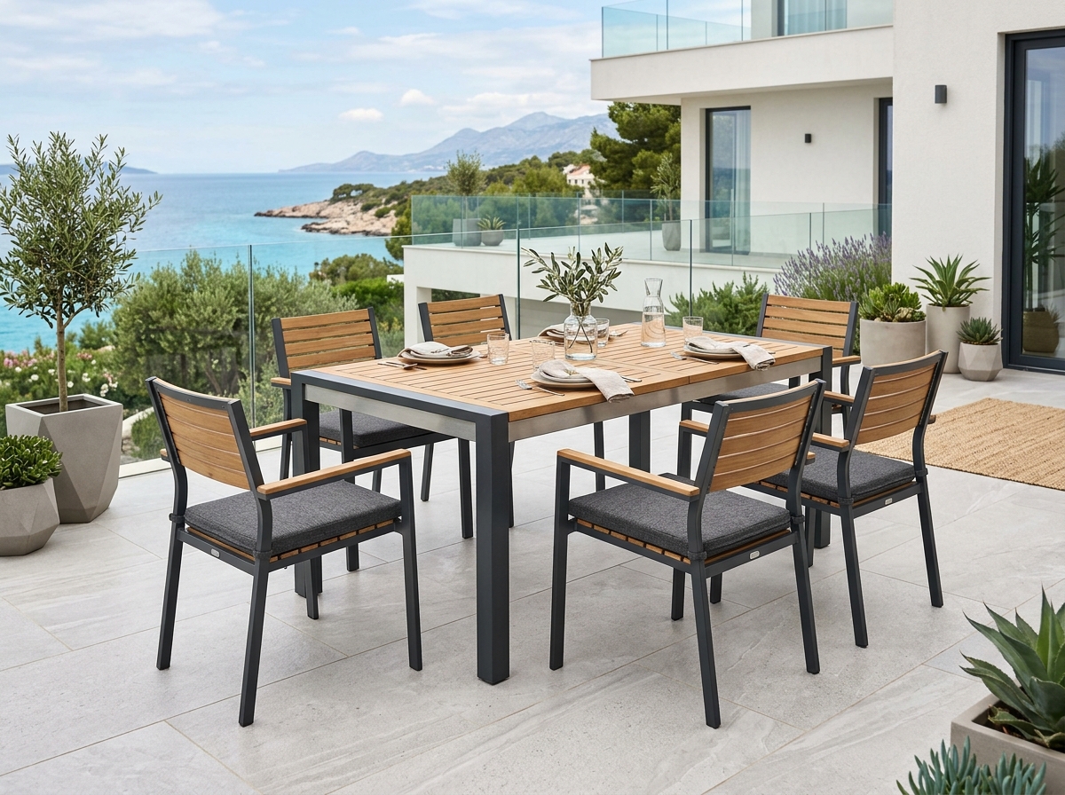 MCR Powder-Coated Aluminium & SS Outdoor Dining Set