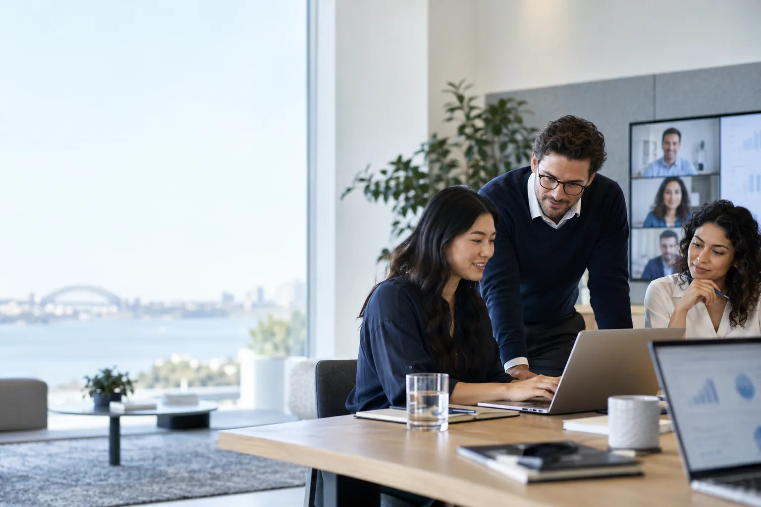 Remote back-office team collaborating securely on operational workflows for Australian businesses